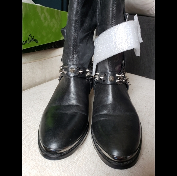 Sam Edelman Park Spiked Leather Knee High Boots - Picture 3 of 6